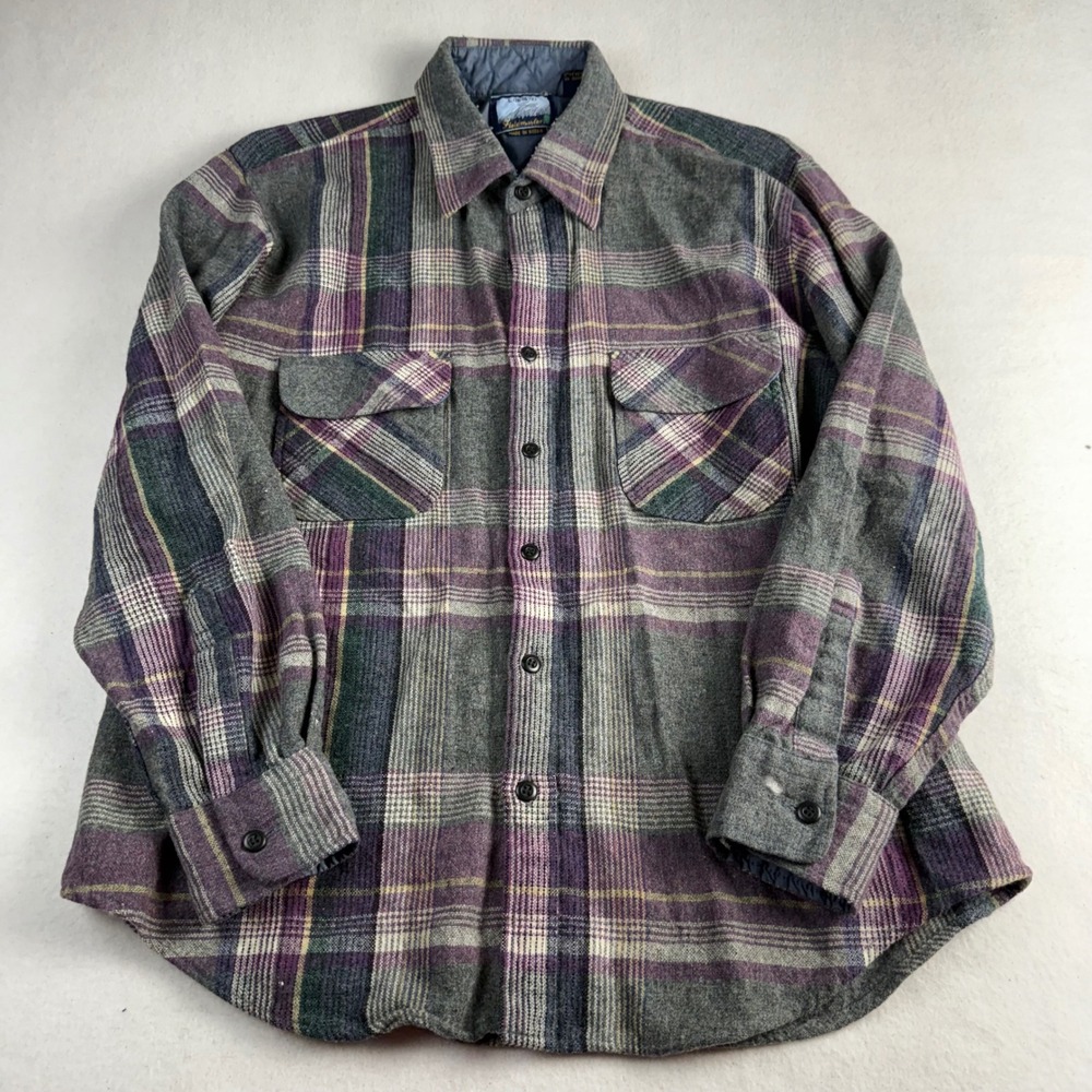 Vintage Fieldmaster Mens Large Wool Blend Plaid Flannel Shirt 57015099